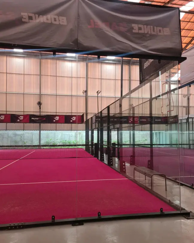 Pink court under the roof